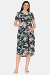 Coucou Maternity Woven Mid Length Nightdress With Side Zipper And Discreet Feeding - Navy Peony — thumbnail 2
